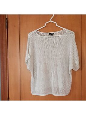 ANA.Women White Metallic See Thtu Top Size PL